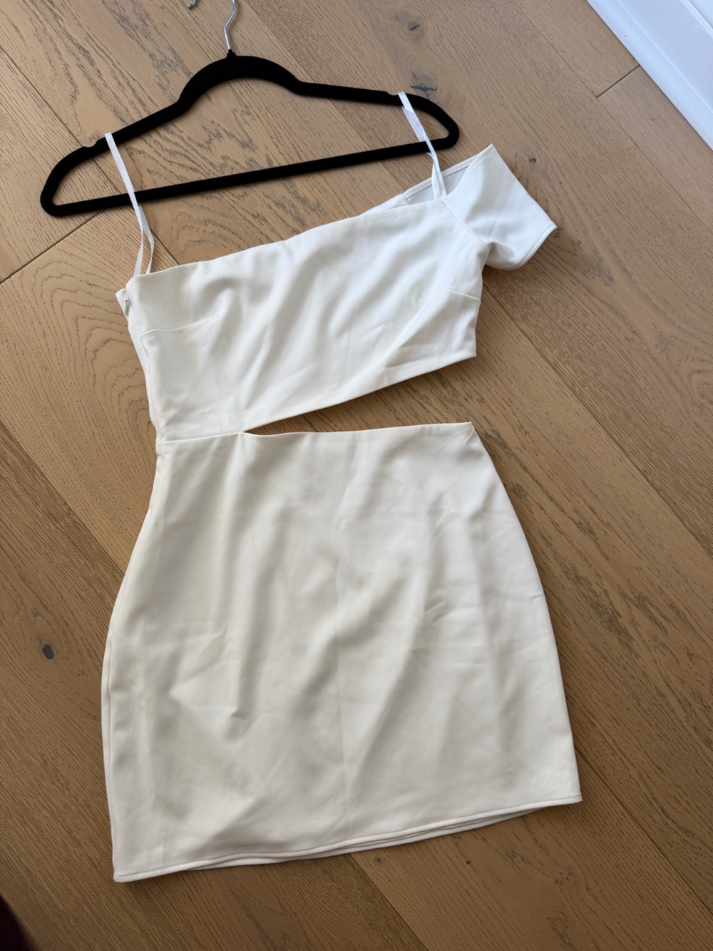 Women’s White One Shoulder Mini Dress with Cut Out